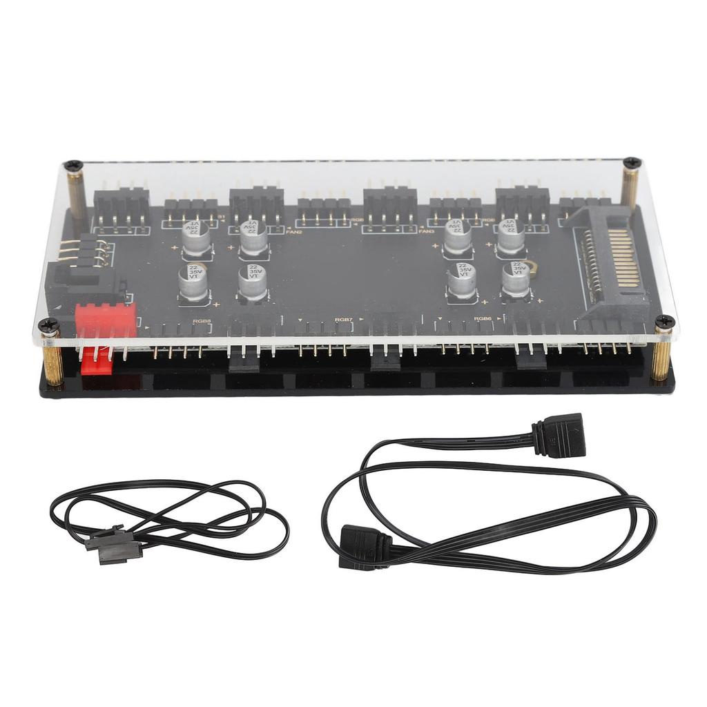 Профессиональный ARGB PWM хаб 12V 4PIN 2 в 1 с диммированием RGB, PWM регулировкой скорости в зависимости от температуры, 8 портов для компьютера