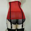 Women High-waist Garter Belt Panty 6 Straps Suspender Waspie Waist Cincher Black