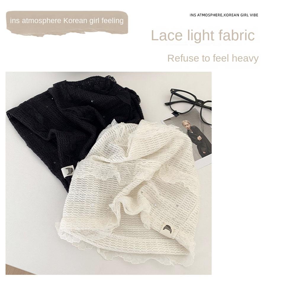 Breathable Beanies Hat Y2k Lace Skullies Hat Korean Fashion Beret Cap Women Girls