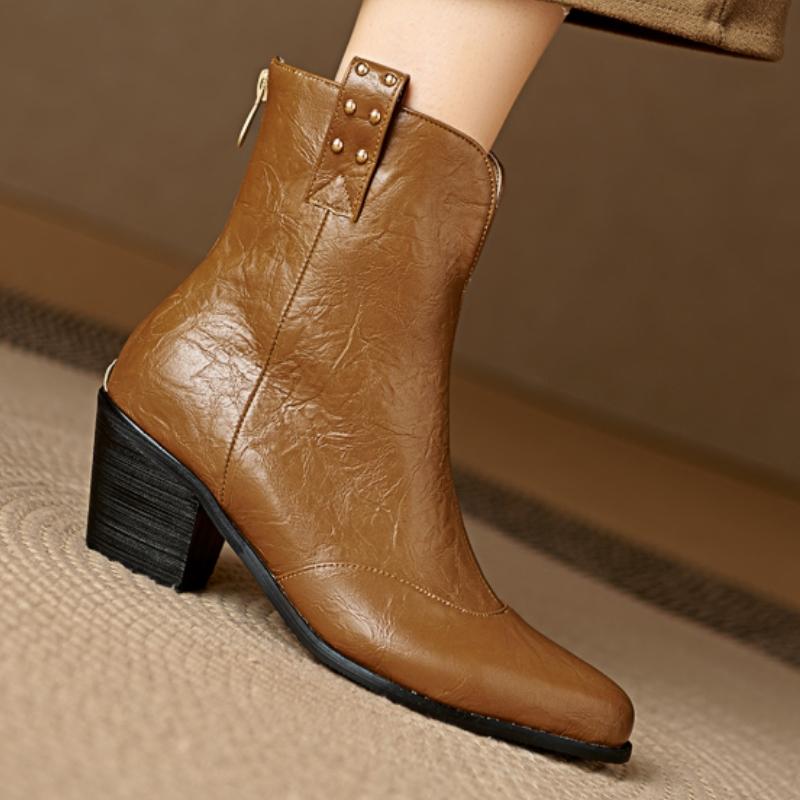 Fashion Big Size 45 Women's Ankle Boots Brown Black Short Riding Boot Low Heels Autumn Winter Shoes Lady Brand New 2024 Trends