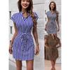 Spring And Summer New Sexy Elegant Versatile Daily Dating Dancing Solid Color Printed Short Sleeved Dress
