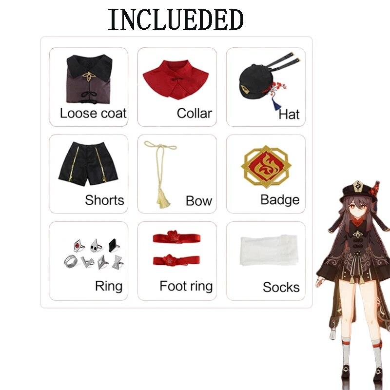 Hutao Косплей Игра Genshin Impact Косплей Костюм Ху Тао Китайский Стиль Униформа Парик Комплект Хэллоуин Костюм Одежда для Женщин