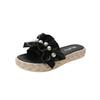 Summer New Fashion Elegant Casual Women's Sandals Solid Color Round Toe Lightweight Pearl Pleated Open Toe Slippers NO:288