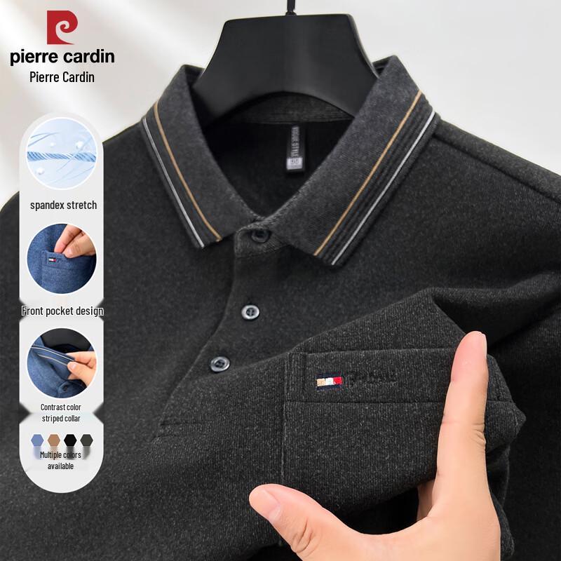 Pierre Cardin Мужская футболка-поло с длинным рукавом и карманом