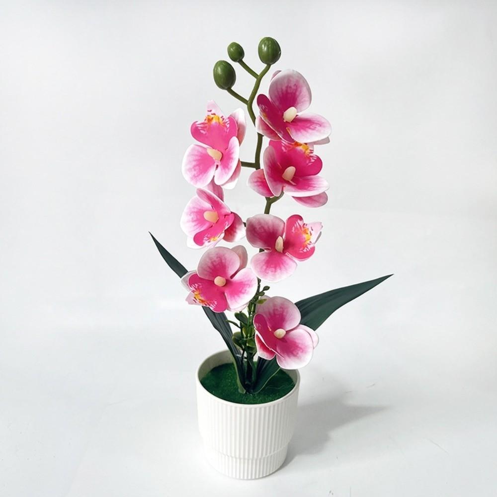 7 Heads Simulated Flower Butterfly Orchid Potted Pink Artificial Faux Plants Living Room Ornaments