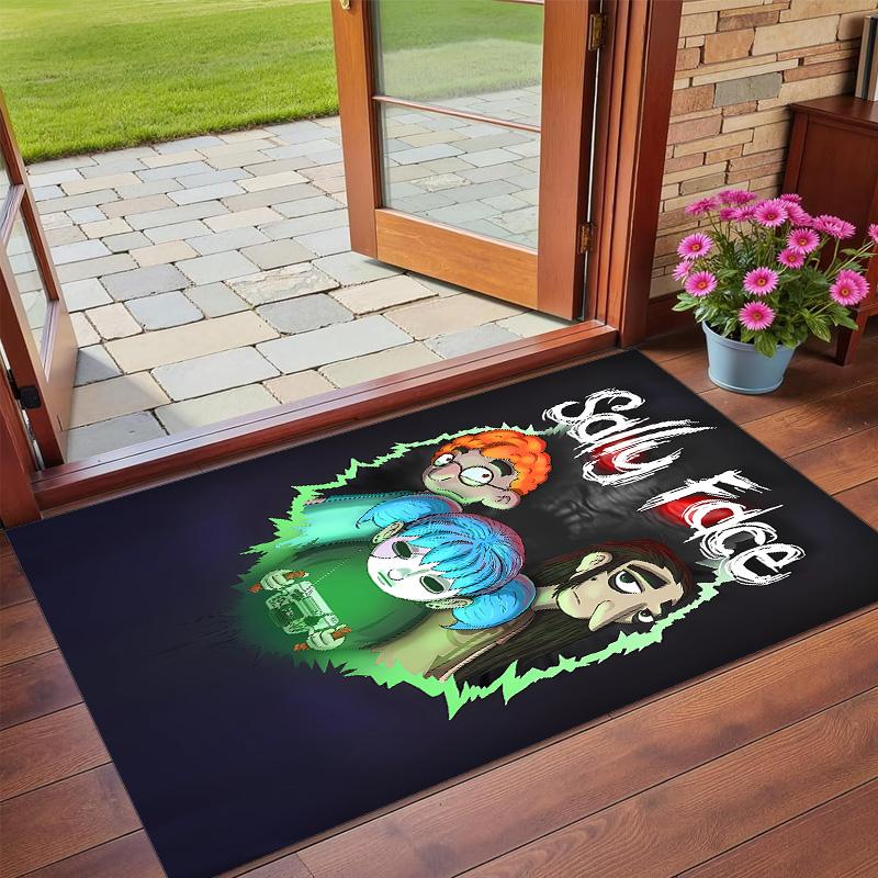 Anti‑Slip Crystal Velvet Floor Rug, Sally Face Design Carpet for Indoor Living Bedroom Home Decoration