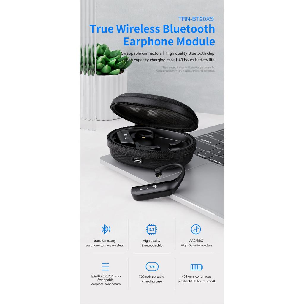 TRN BT20PRO Wireless Bluetooth 5.3 HIFI Earphones Module Upgrade Cable Replaceable for Air Pods Conch 0.75 0.78 Mmcx 2pinsqdc