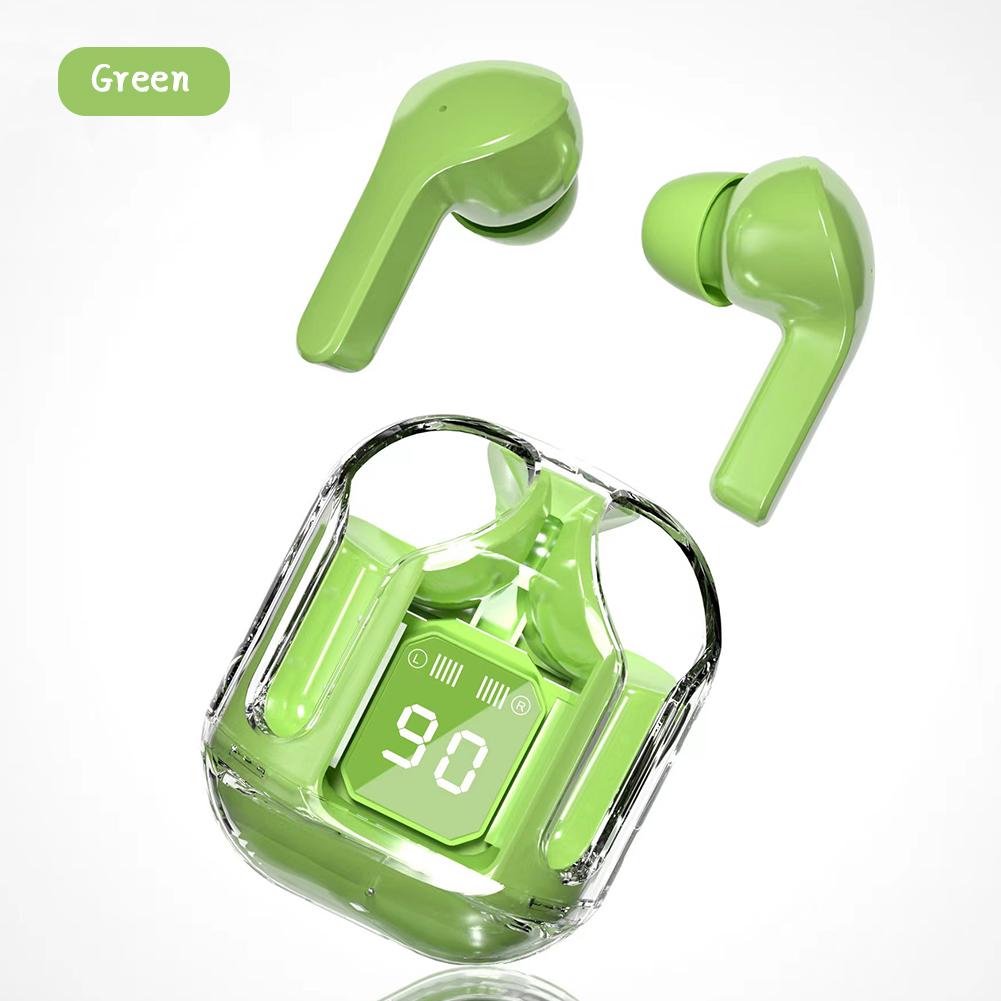 Transparent Wireless Bluetooth Earbud Noise Canceling Stereo Headphone with Digital Display Charging Case Waterproof Gaming