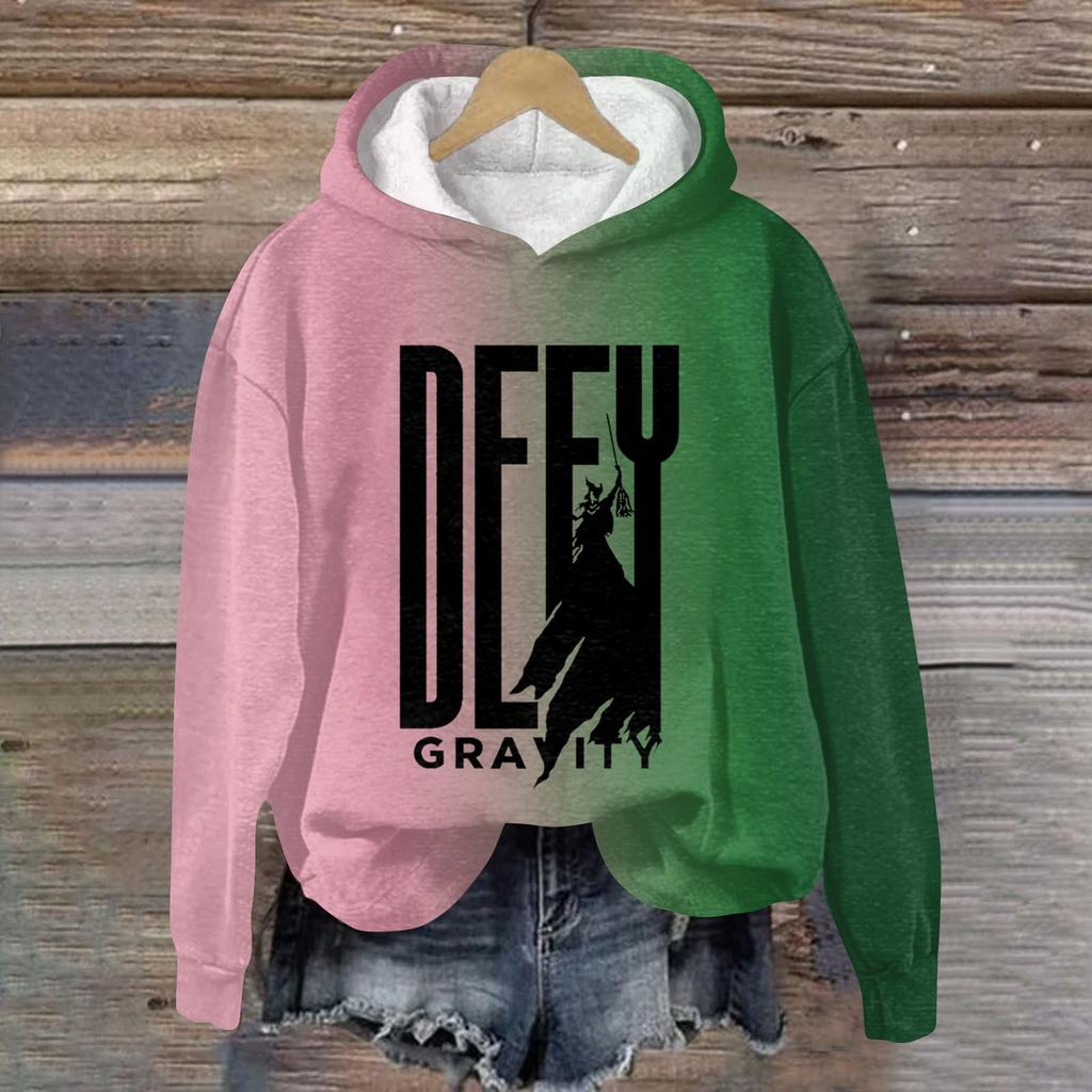 Женская мода Bad Witch Print Hooded Pullover Sweatshirt