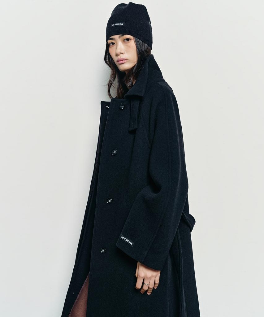 Nick&Nicole Wool Raglan Balmacaan Long Coat_Black
