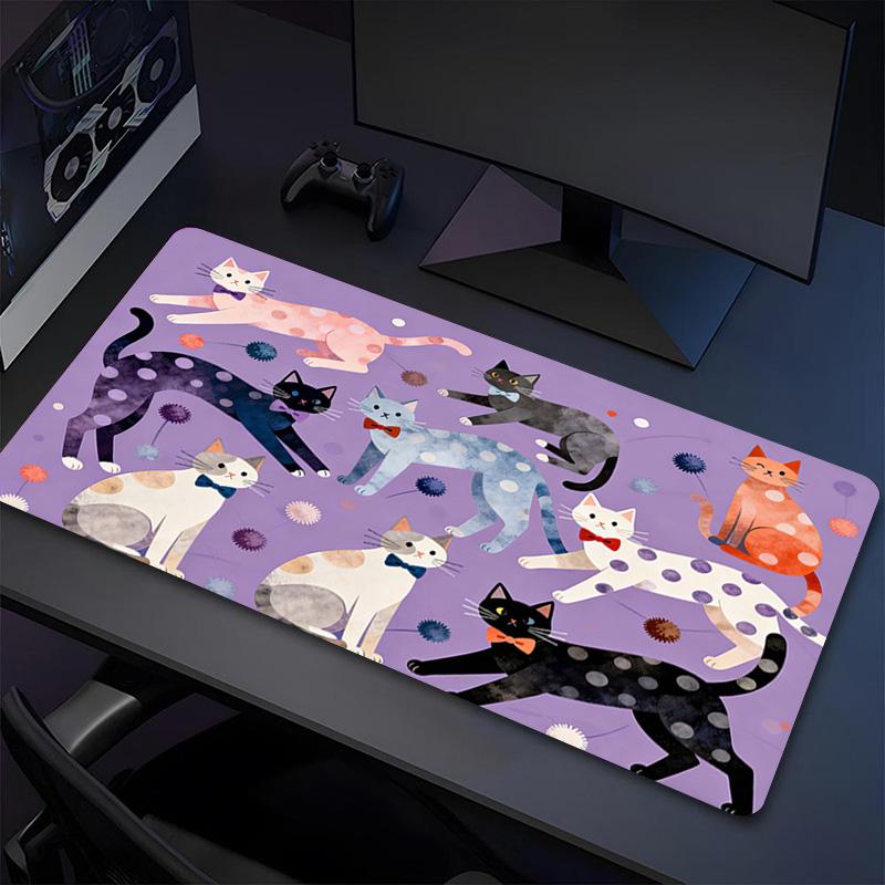 Cat Party Xl Gaming Mouse Pad Nonslip Rubber Base Stitched Edge Waterproof Desk Mat For Pc Laptop Gamer Office Computer Accessories C927175