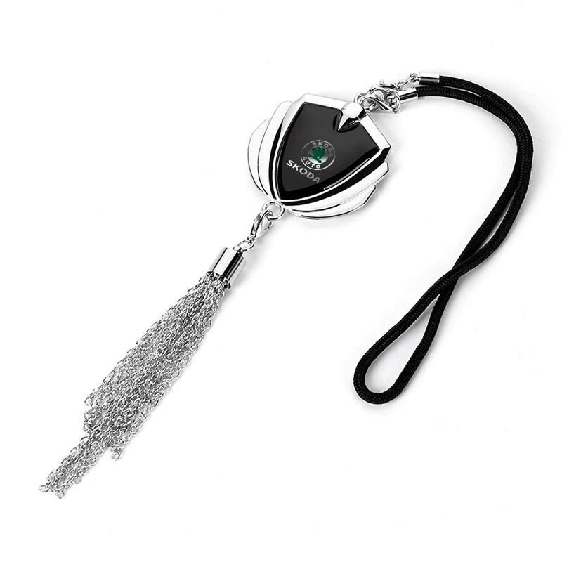 EMIW1 Car Mirror Metal tassel Pendant Auto Interior Decoration Pendant for Skoda Fabia Superb Kamiq Kodiak Yeti Karoq Octavia RS