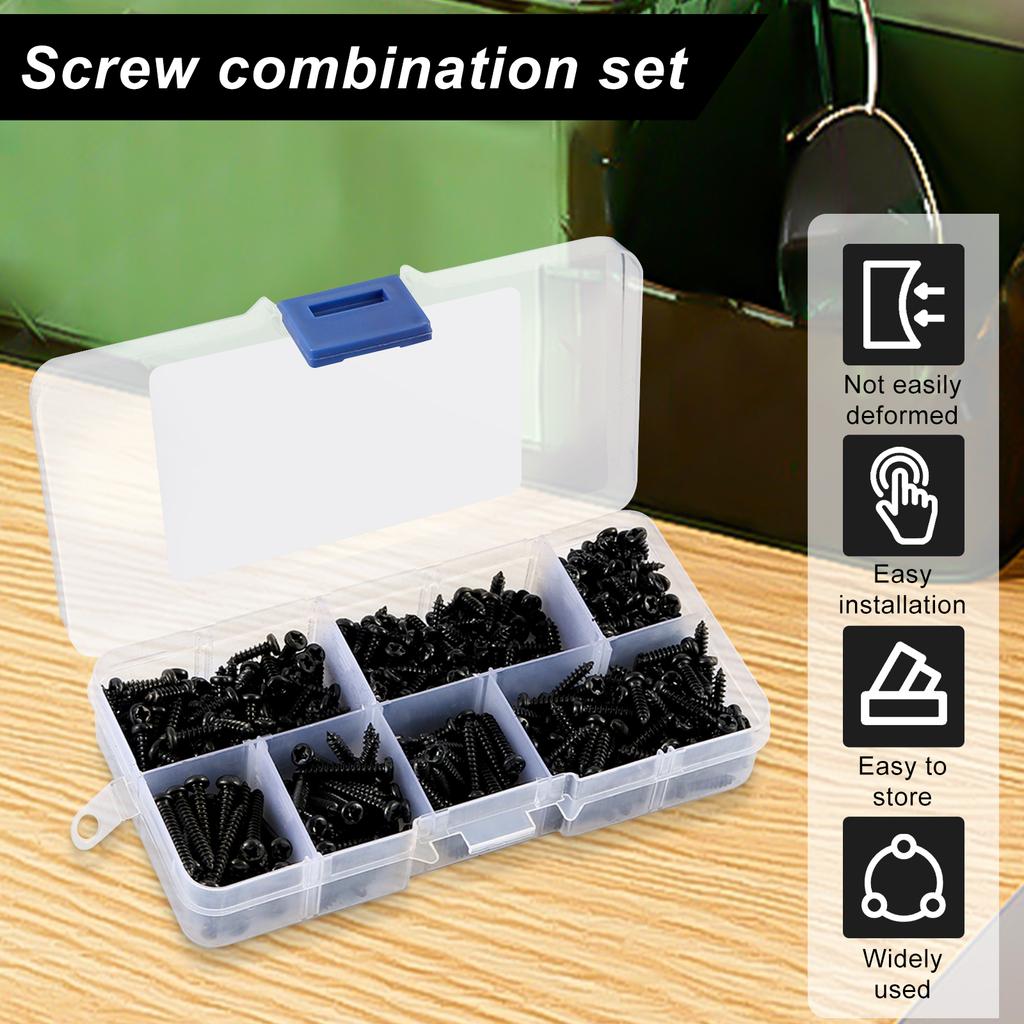 2000 шт. Винт M3 Черный самонарезающий винт Потайная головка Крестообразный самосверлящий Дерево Металл 6/8/10/12/18/20мм Потайной машинный крепеж