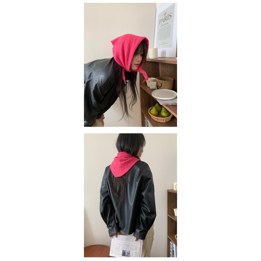 Шерстяной Темперамент, Треугольный Шарф против старения, Вязаная Маленькая Шаль для Женщин на Осень и Зиму, Универсальная Корейская Версия, Завязывается и Носится на Плечах