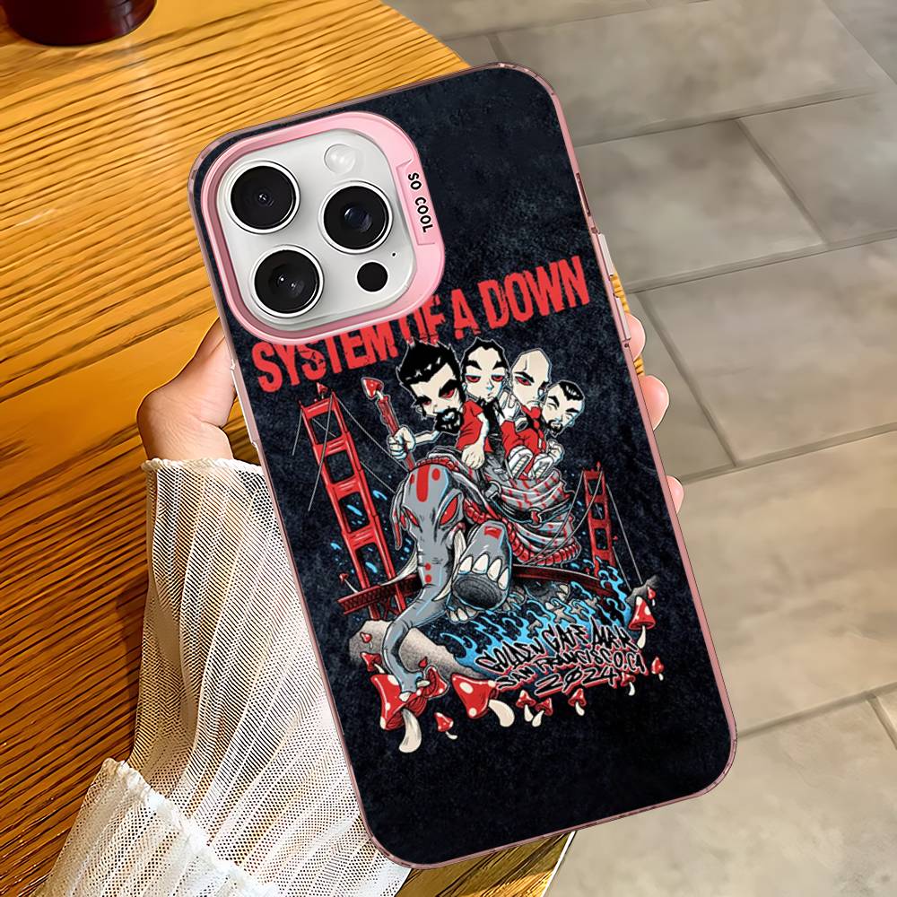 Металлический ремешок System Of A Down Для IPhone 17 16 15 14 13 12 11 Pro Max Plus Матовый цветной задний чехол для телефона