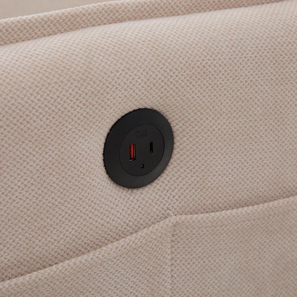 Modern double-sofa small fabric sofa armchair with storage side pockets and adjustable phone stand