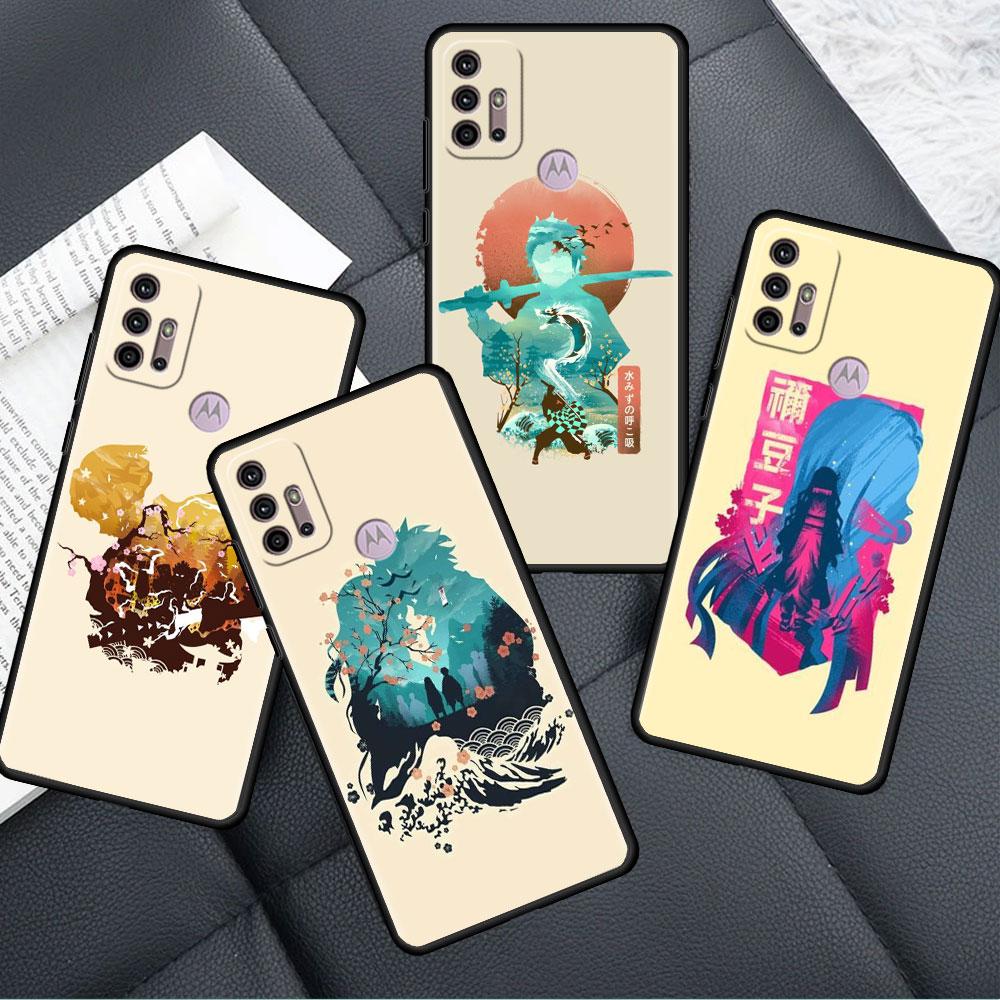 Чехол для Motorola G30 G60 G22 G9 Play G82 G52 G8 G9 G50 One Fusion Edge 20 черный мягкий телефон Capas Demon Slayer Anime