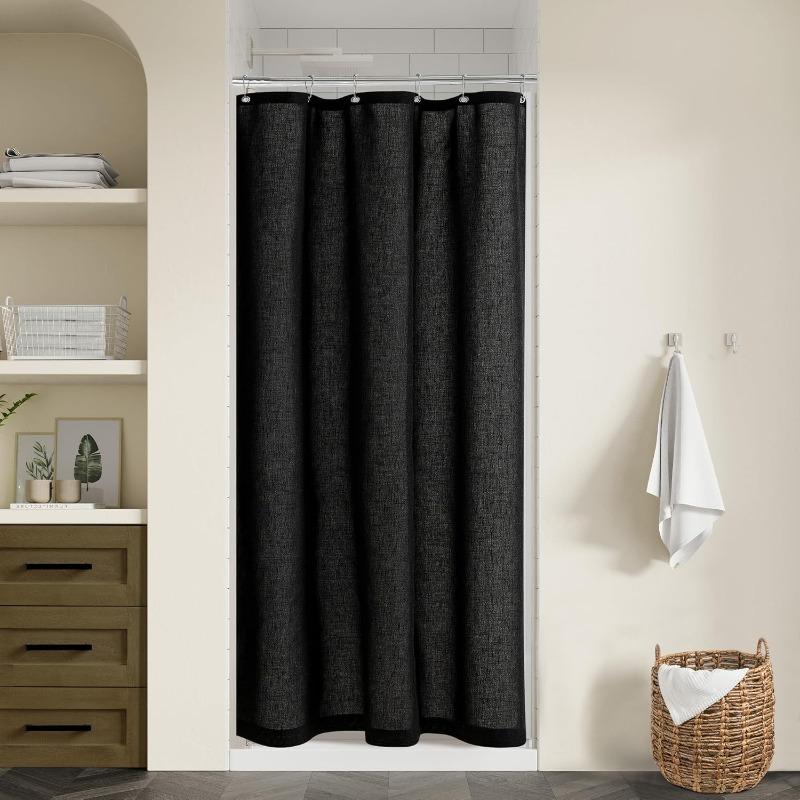 Натуральная кремовая льняная шторка для душа Кантри Бохо Фермерский дом Декор для ванной комнаты Бежевые шторки для душа для ванной Нейтральная ткань