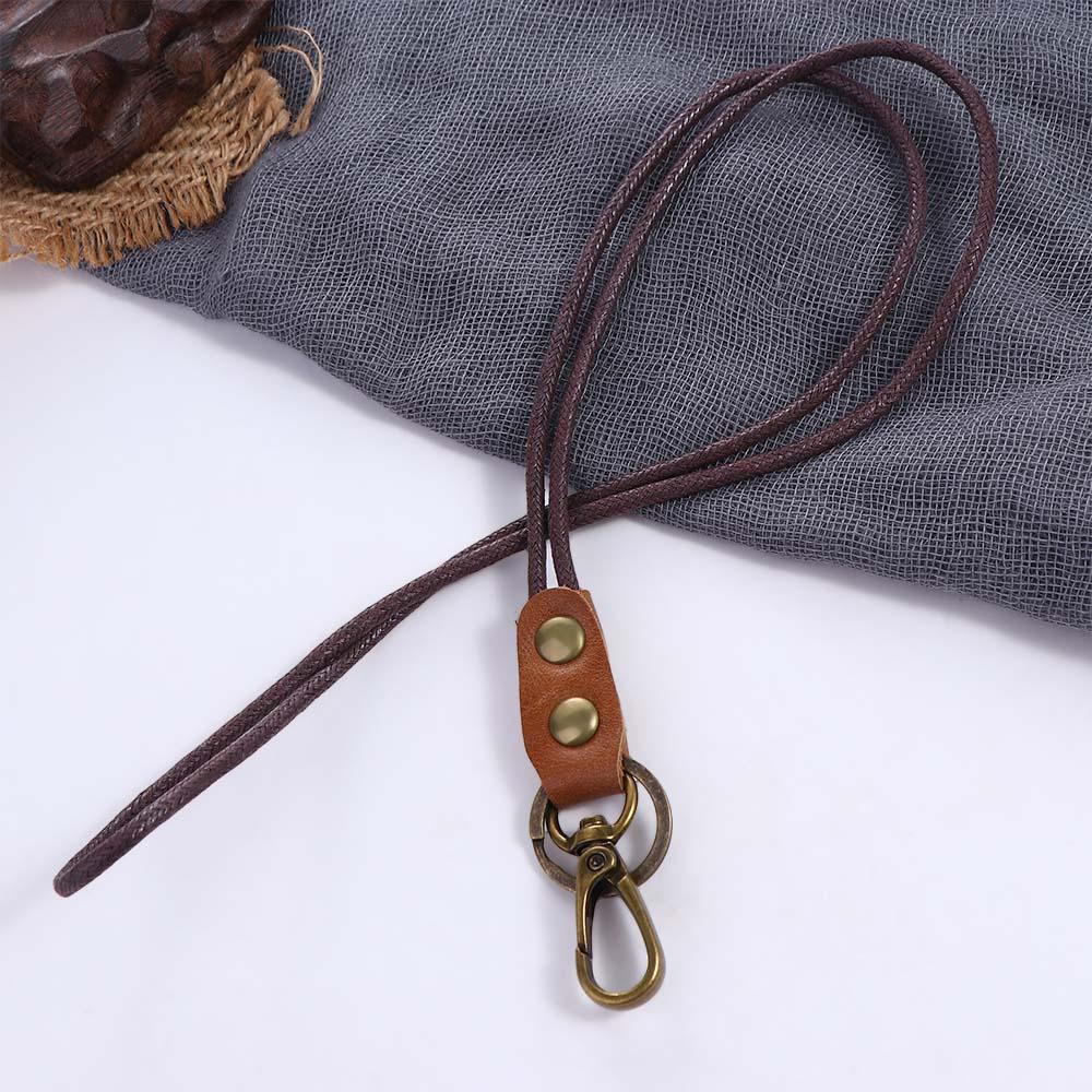 Кожаный держатель для бейджа из коровьей кожи Кожаный ремешок-шнурок Держатель для рабочей карты Телефонный ремешок на шею Ремешок на запястье