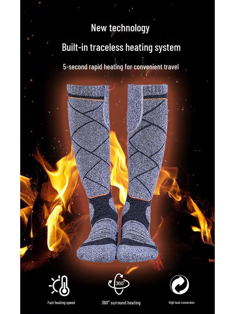 Зимние носки с подогревом, перезаряжаемые через USB, для катания на лыжах и активного отдыха