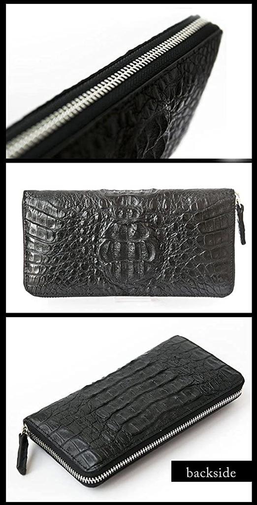 Длинный кошелек из крокодиловой кожи с круглой молнией, черный [GODANE], мужской SPCW-8005CP (черный)