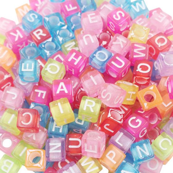 Mixed Letter Acrylic Beads Round Flat Alphabet Digital Cube Loose Spacer Beads For Jewelry Making Handmade Diy Bracelet Necklace