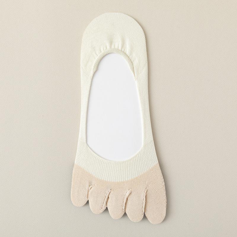 5 пар женских летних тонких носков из чистого хлопка, впитывающих пот, дезодорирующих, дышащих, нескользящих, невидимых, с пятью пальцами