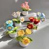 Finished Orchid Flower Crochet Flowers Pots Handmade Woven Flower Potted Home Desktop Decor