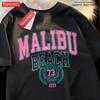 Malibu Beach Simple Letter Printing Print Men Women Top Fashion T Shirt Cotton Loose T-Shirt Casual O-Neck Clothes Oversize Top