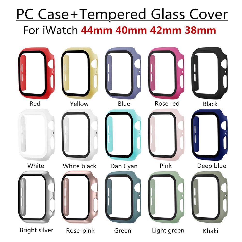 Чехол для часов Apple Watch 5/4 40 мм / 44 мм, бампер для ПК со стеклянной защитной пленкой для iwatch Series 3/2 38 42 мм аксессуары
