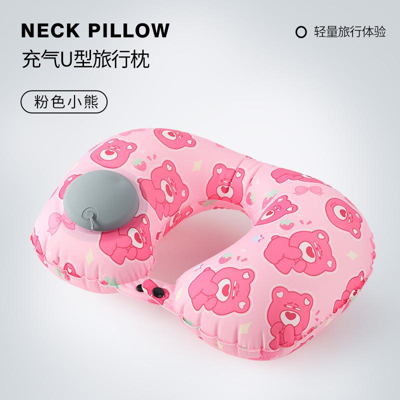 Travel portable neck pillow press inflatable pillow travel three treasures can store airplane pillows