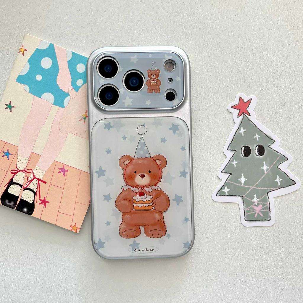 Adorable Birthday Cake Bear Phone Case for iPhone 14/15/16/17 Pro Max - New Style for Women
