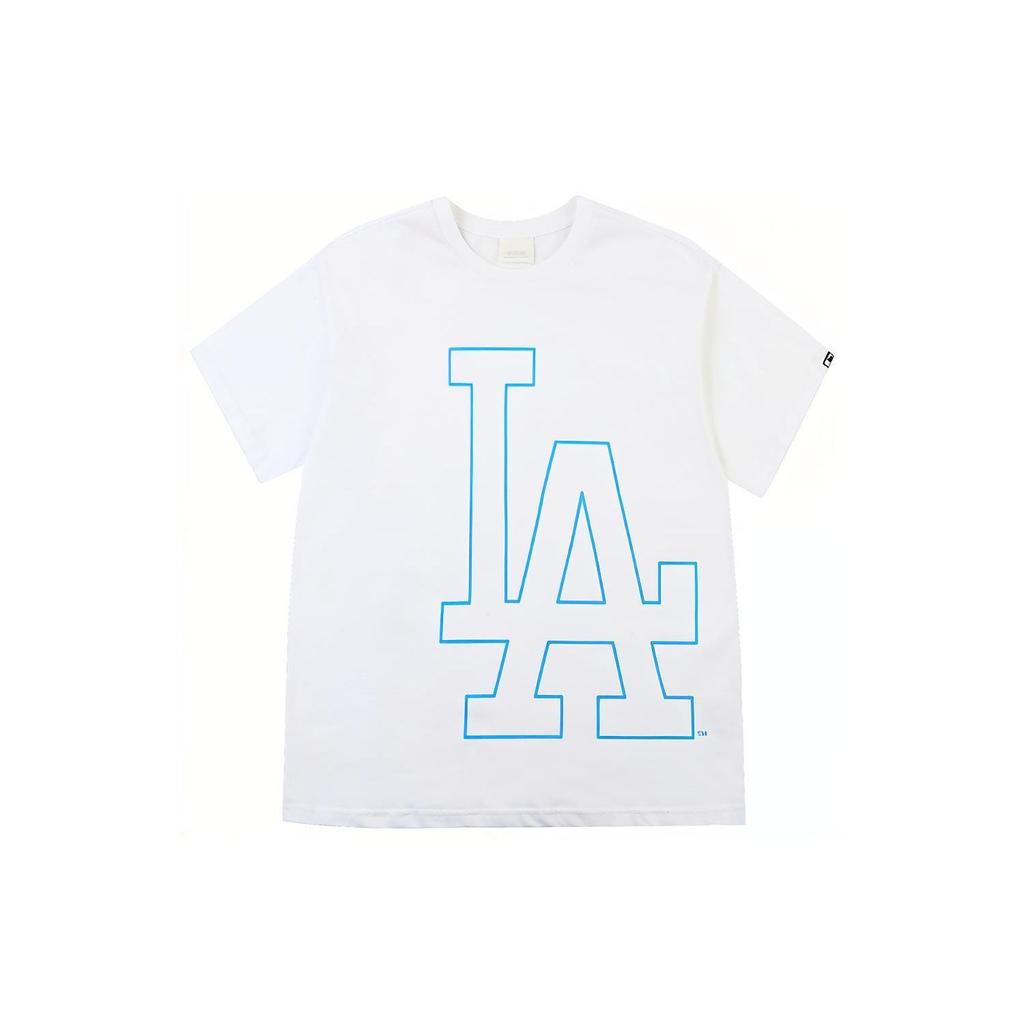MLB Los Angeles Dodgers Large Logo Printed Letter Round Neck Casual Sports Short Sleeve T-Shirt Unisex T-Shirt White 31TSU1031-07W