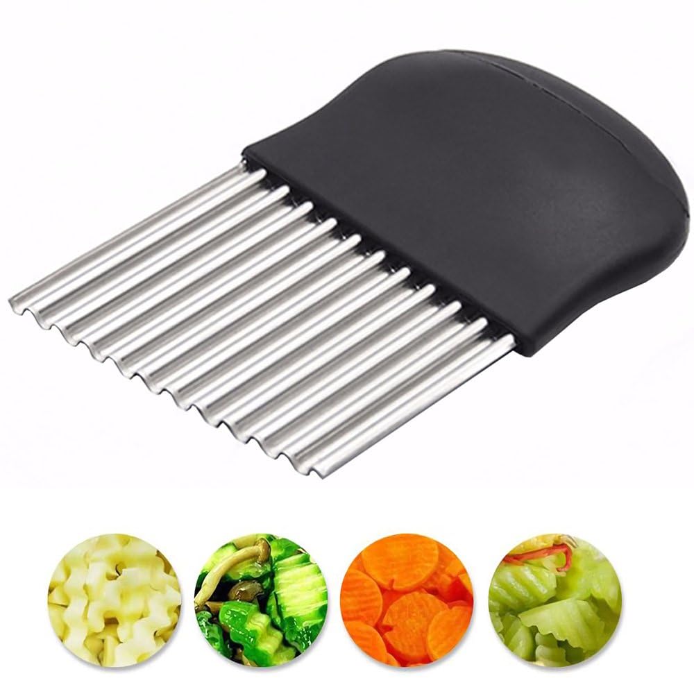 Potato Stainless Steel Vegetable Crinkle Corrugated Wave Knife Wave-shaped Cutter, Knife, Knife, Cutter, Cutter, (black)