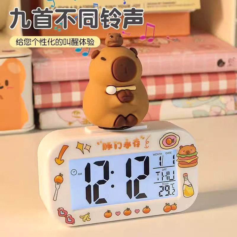 Cute Capi Mini Alarm Clock Desktop Table Clock Timing Cute Capi Decorated Children's Mini High-value Clock
