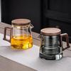 High Quality Heat-resistant Glass Teapot with Glass Filter Cup, High-end Solid Wood Lid, 550ml