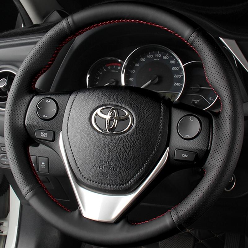 DIY Black Leather Braid Car Steering Wheel Cover For Toyota E'Z RAV4 Corolla IM Scion Auris Car Accessories