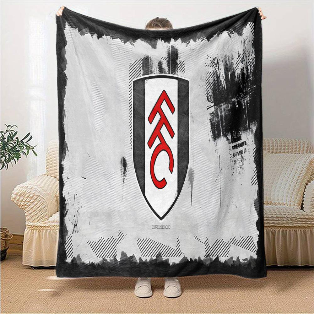 Fulham Crest Design Flannel Blanket, Soft Polyester, Modern Design, All-Season for Camping, Travel, Gifts for holidays or birthdays