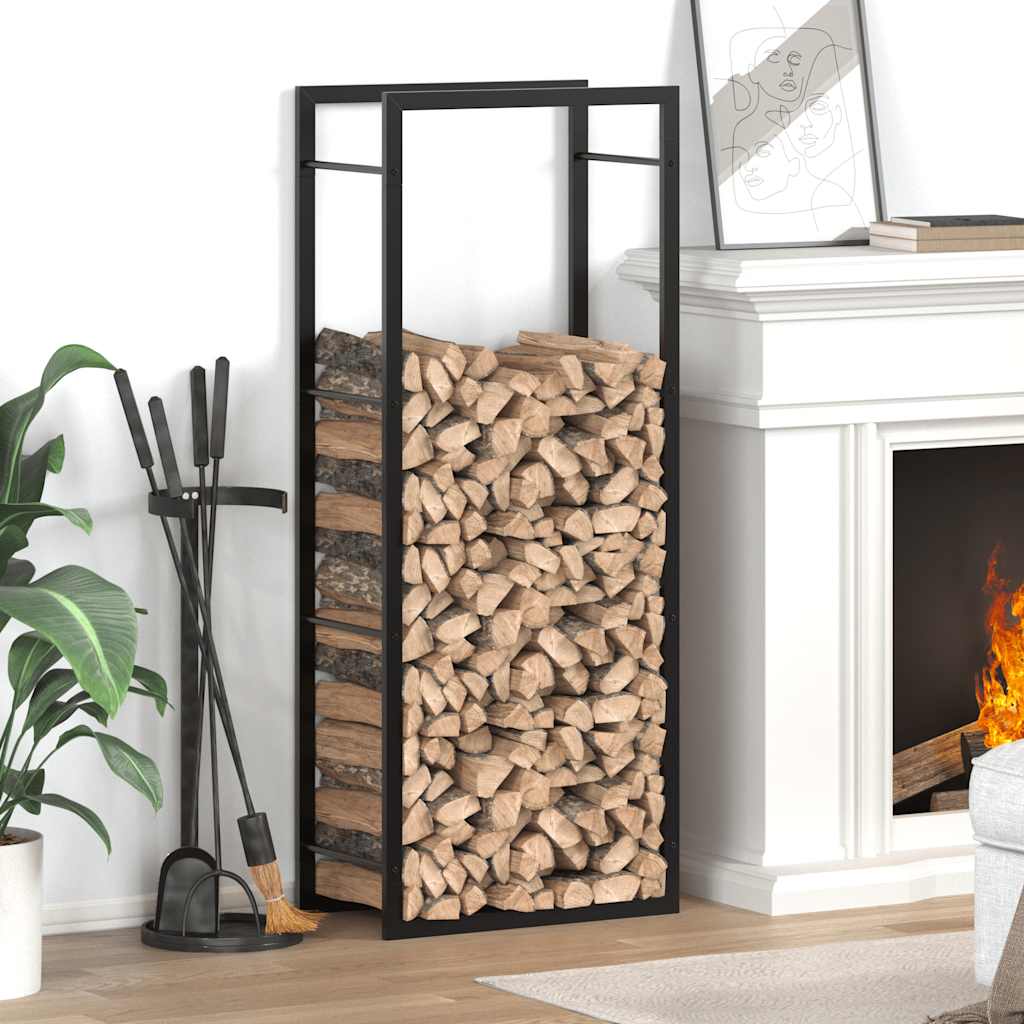 vidaXL Brennholzregal Mattschwarz 50x28x132 cm Stahl