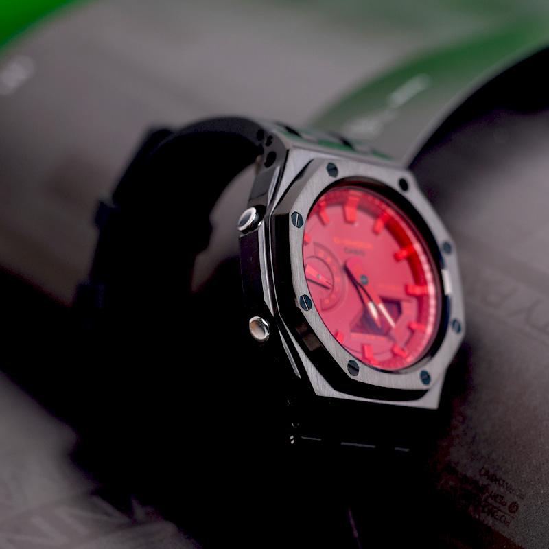 Casio Унисекс Жидкокристаллические, Аналоговые Двойной Дисплей Серия 44 мм Красные Часы GA-2100-4A(Часы1--)