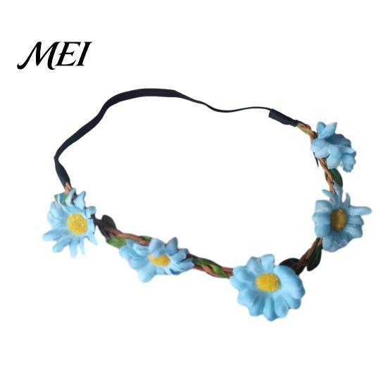 Elastic Daisy Headband for Children Sunflower/Daisy Wreath Women Girls, Flower Headpiece, Adjustable Floral Hair Accessory Beach Vacation Silk
