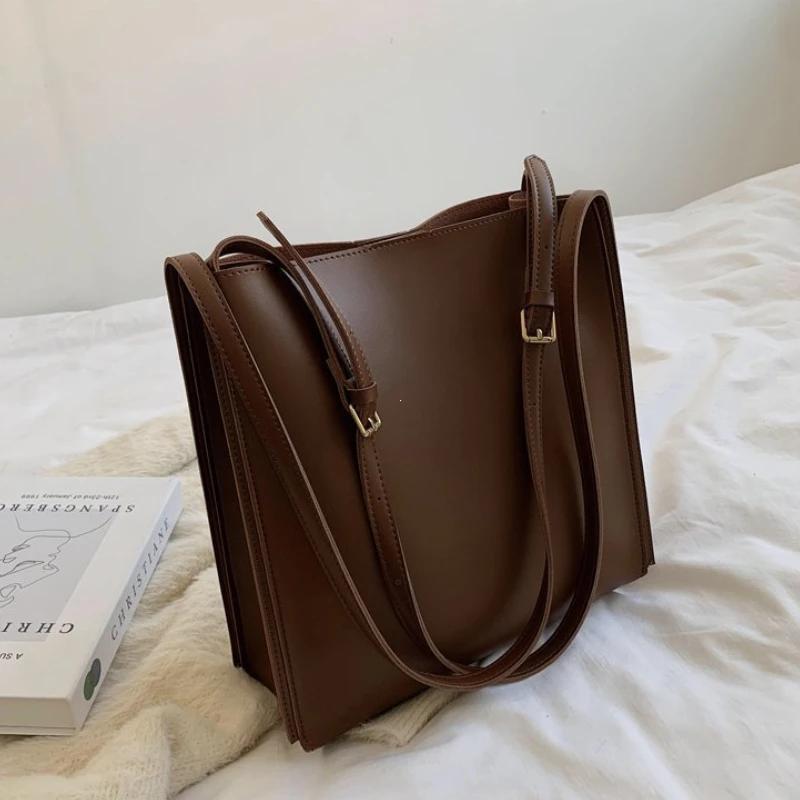 Качественная женская сумка-тоут через плечо, кожаная сумка-тоут, дизайнерская роскошная сумка-тоут, большая вместимость, однотонная женская сумка-шоппер