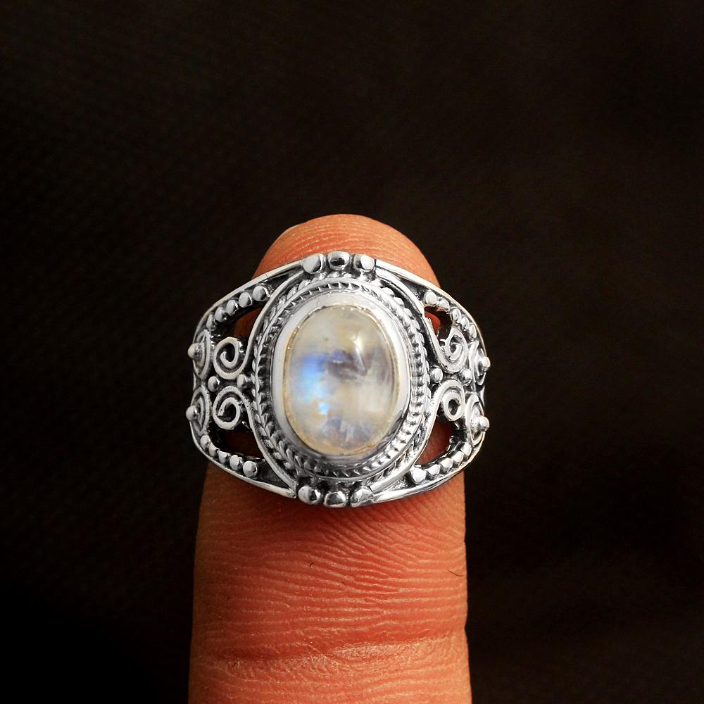 Серебряное кольцо, Кольцо с лунным камнем, Стерлинг 925 пробы, Ювелирные изделия с камнем в июне, Ювелирные изделия ручной работы, Массивное кольцо