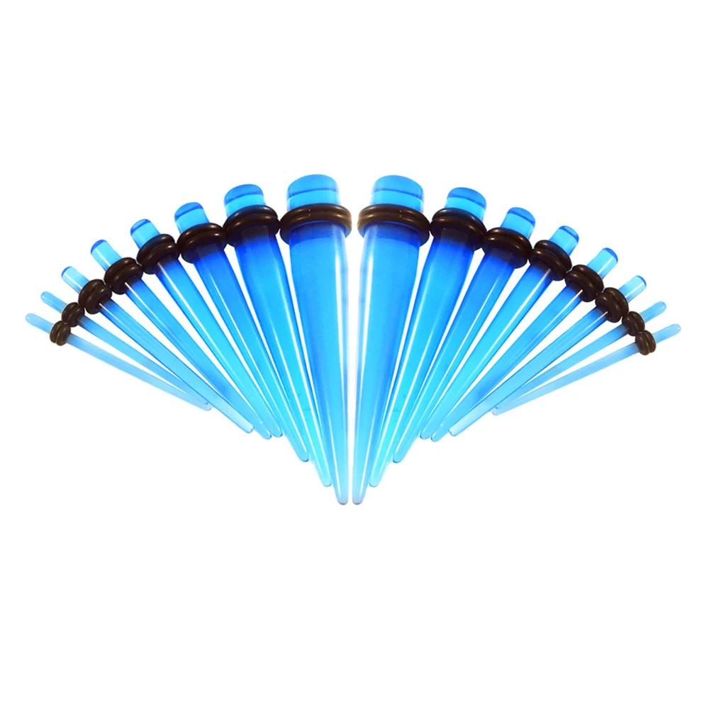 16 шт. Разноцветный акриловый конус для пирсинга уха, плаг, расширитель, 14G (1.6mm) - 00г (10мм) Набор для растягивания тоннелей в плоти