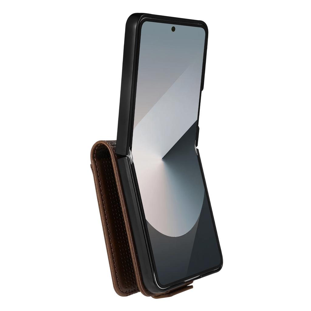 AZNS Чехол для Samsung Galaxy Z Flip7 5G с держателем для карт, текстура коровьей кожи, ПК + ПУ кожа, чехол для телефона