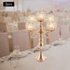 2Pcs 5-Arm Candle Holders, 21.5 Inch Gold Tabletop Candelabra, Candle Stand for Real/Simulation Candles, Perfect for Home Decor