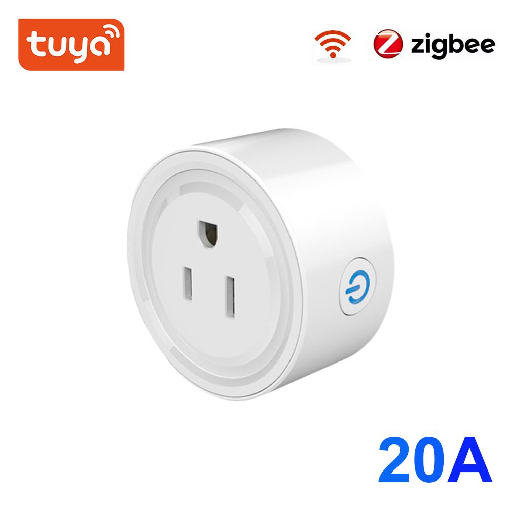 Умная вилка Zigbee 20a Us, мини-розетка, беспроводная розетка с монитором энергопотребления, совместимая с Alexa Google Home Tuya Hub