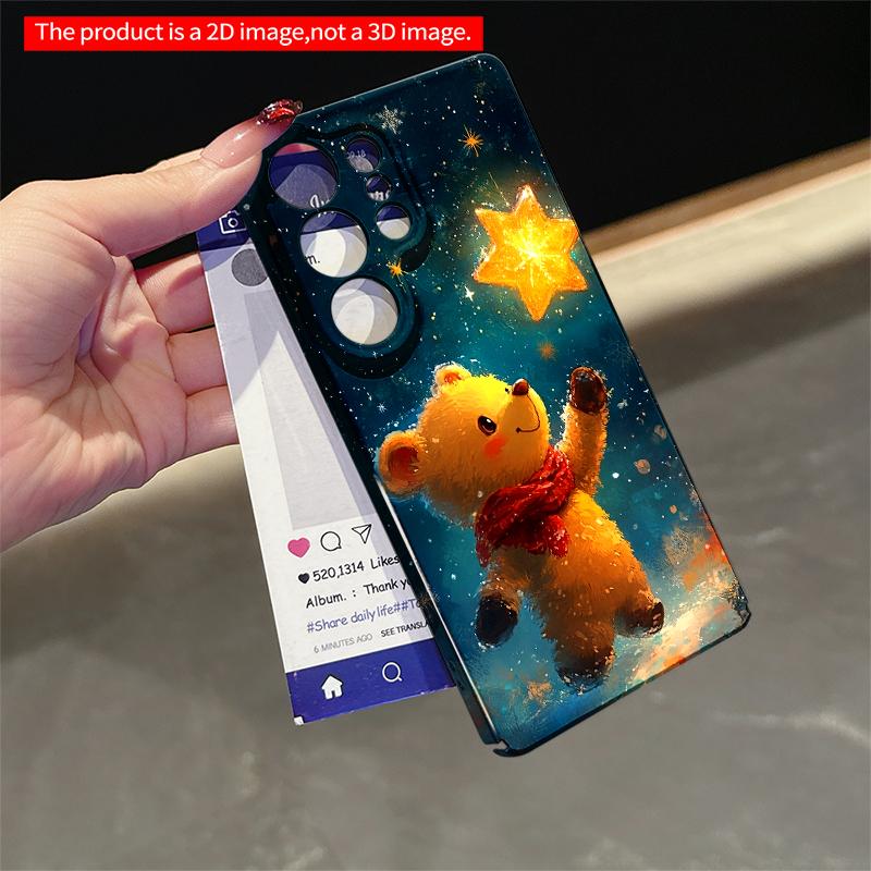 2DFlat Samsung phone case Star-Gazing Bear in Snowfall Applicable to Galaxy S22 S23 S24 S25ULTRA S26 A12 A13 A14 A15 A16