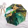 Tinkerbell Themed Automatic Opening and Closing Umbrella, Brightly Colored 8-rib Portable Umbrella, Suitable for Men and Women, A Perfect Gift for Chr