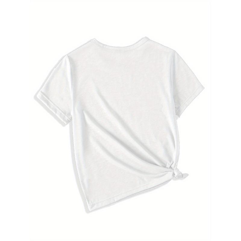European sizes Girls'  Short Sleeve T-Shirt - Soft Round Neck Casual Summer Blouse Top with Random Print Patterns